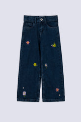 Girl's Floral Denim Pant